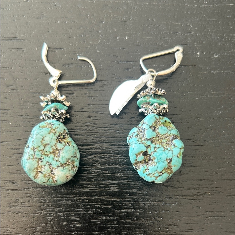 Turquoise and Silver Dangle Earrings